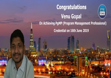 Congratulations Venu On Achieving PgMP..!